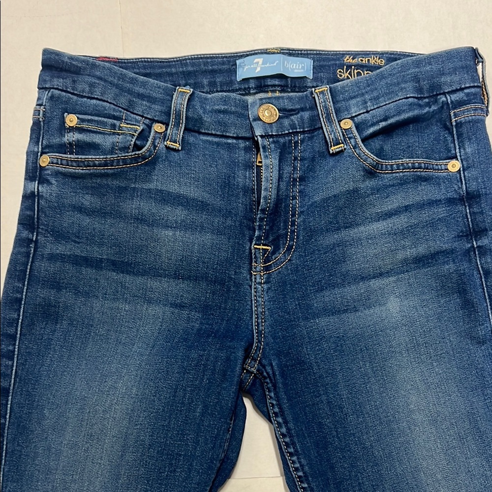 7 For All Mankind Blue Skinny Jeans with Timeless Appeal
